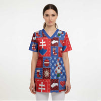 Slovakia Christmas Patchwork Scrub Top - Wonder Print Shop