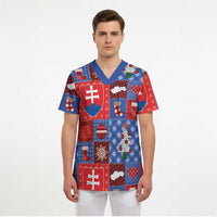 Slovakia Christmas Patchwork Scrub Top - Wonder Print Shop