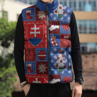 Slovakia Christmas Patchwork Sleeveless Puffer Jacket - Wonder Print Shop