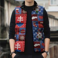 Slovakia Christmas Patchwork Sleeveless Puffer Jacket - Wonder Print Shop