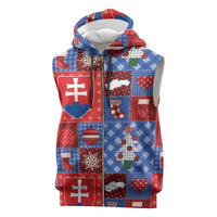 Slovakia Christmas Patchwork Sleeveless Zip Hoodie - Wonder Print Shop