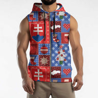Slovakia Christmas Patchwork Sleeveless Zip Hoodie - Wonder Print Shop