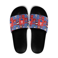 Slovakia Christmas Patchwork Slide Sandals - Wonder Print Shop