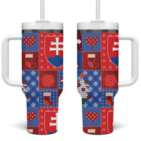 Slovakia Christmas Patchwork Tumbler With Handle - Wonder Print Shop