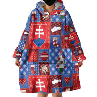 Slovakia Christmas Patchwork Wearable Blanket Hoodie - Wonder Print Shop