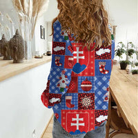 Slovakia Christmas Patchwork Women Casual Shirt - Wonder Print Shop