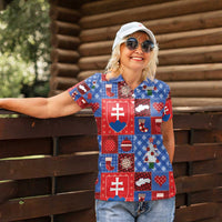 Slovakia Christmas Patchwork Women Polo Shirt - Wonder Print Shop