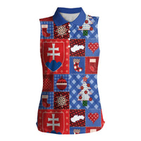 Slovakia Christmas Patchwork Women Sleeveless Polo Shirt - Wonder Print Shop