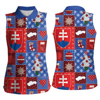 Slovakia Christmas Patchwork Women Sleeveless Polo Shirt - Wonder Print Shop