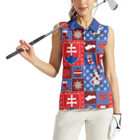 Slovakia Christmas Patchwork Women Sleeveless Polo Shirt - Wonder Print Shop