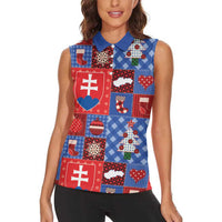 Slovakia Christmas Patchwork Women Sleeveless Polo Shirt - Wonder Print Shop