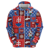 Slovakia Christmas Patchwork Zip Hoodie - Wonder Print Shop