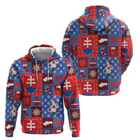 Slovakia Christmas Patchwork Zip Hoodie - Wonder Print Shop
