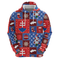 Slovakia Christmas Patchwork Zip Hoodie - Wonder Print Shop