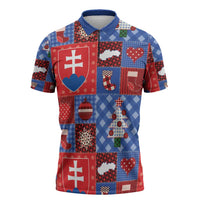 Slovakia Christmas Patchwork Zipper Polo Shirt - Wonder Print Shop
