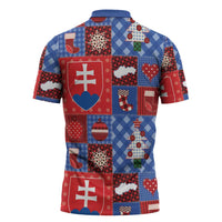Slovakia Christmas Patchwork Zipper Polo Shirt - Wonder Print Shop