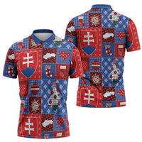 Slovakia Christmas Patchwork Zipper Polo Shirt - Wonder Print Shop