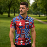 Slovakia Christmas Patchwork Zipper Polo Shirt - Wonder Print Shop