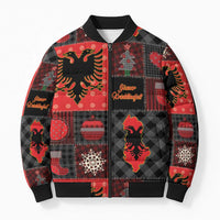 Albania Christmas Patchwork Bomber Puffer Jacket - Wonder Print Shop