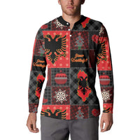 Albania Christmas Patchwork Button Sweatshirt - Wonder Print Shop