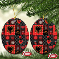 Albania Christmas Patchwork Ceramic Ornament - Wonder Print Shop