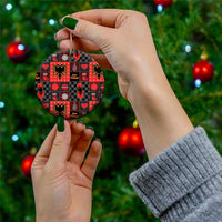 Albania Christmas Patchwork Ceramic Ornament - Wonder Print Shop