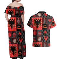 Albania Christmas Patchwork Couples Matching Off Shoulder Maxi Dress and Hawaiian Shirt - Wonder Print Shop