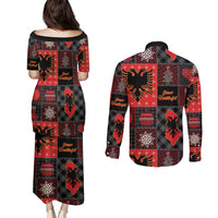 Albania Christmas Patchwork Couples Matching Puletasi and Long Sleeve Button Shirt - Wonder Print Shop