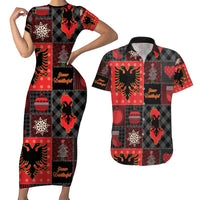 Albania Christmas Patchwork Couples Matching Short Sleeve Bodycon Dress and Hawaiian Shirt - Wonder Print Shop