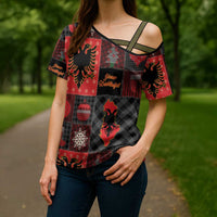 Albania Christmas Patchwork Cross Shoulder Shirt - Wonder Print Shop