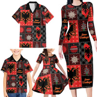Albania Christmas Patchwork Family Matching Long Sleeve Bodycon Dress and Hawaiian Shirt - Wonder Print Shop
