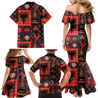 Albania Christmas Patchwork Family Matching Mermaid Dress and Hawaiian Shirt - Wonder Print Shop