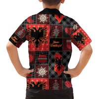 Albania Christmas Patchwork Family Matching Off Shoulder Maxi Dress and Hawaiian Shirt - Wonder Print Shop