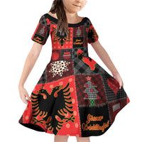 Albania Christmas Patchwork Family Matching Off Shoulder Short Dress and Hawaiian Shirt - Wonder Print Shop