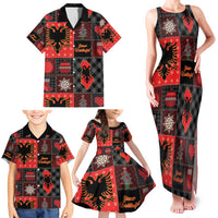 Albania Christmas Patchwork Family Matching Tank Maxi Dress and Hawaiian Shirt - Wonder Print Shop