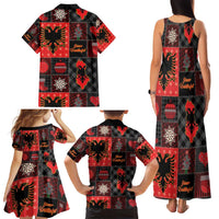 Albania Christmas Patchwork Family Matching Tank Maxi Dress and Hawaiian Shirt - Wonder Print Shop