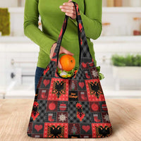 Albania Christmas Patchwork Grocery Bag - Wonder Print Shop