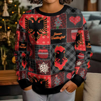 Albania Christmas Patchwork Kid Ugly Christmas Sweater - Wonder Print Shop