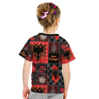 Albania Christmas Patchwork Kid T Shirt - Wonder Print Shop