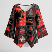 Albania Christmas Patchwork Kimono Sleeve Blouse - Wonder Print Shop