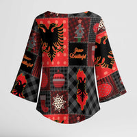 Albania Christmas Patchwork Kimono Sleeve Blouse - Wonder Print Shop