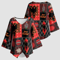 Albania Christmas Patchwork Kimono Sleeve Blouse - Wonder Print Shop