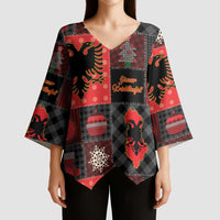 Albania Christmas Patchwork Kimono Sleeve Blouse - Wonder Print Shop