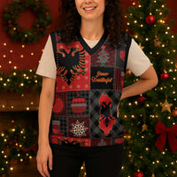 Albania Christmas Patchwork Christmas Knitted V-Neck Vest - Wonder Print Shop