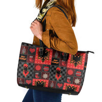 Albania Christmas Patchwork Leather Tote Bag - Wonder Print Shop