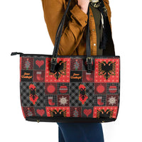 Albania Christmas Patchwork Leather Tote Bag - Wonder Print Shop