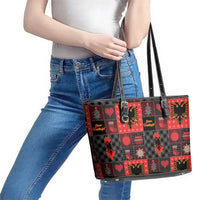 Albania Christmas Patchwork Leather Tote Bag - Wonder Print Shop