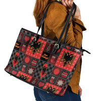 Albania Christmas Patchwork Leather Tote Bag - Wonder Print Shop