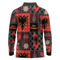 Albania Christmas Patchwork Long Sleeve Polo Shirt - Wonder Print Shop