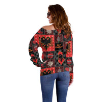 Albania Christmas Patchwork Off Shoulder Sweater - Wonder Print Shop